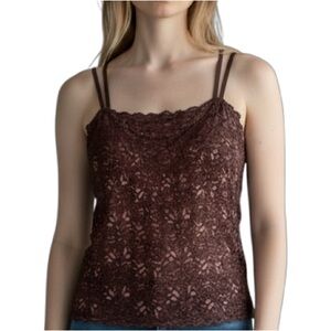 Y2k Lace Brown Bra Built In Stretchy Cami